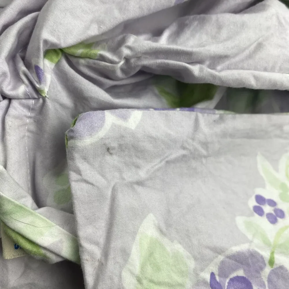 Pottery Barn Kids Twin Duvet Comforter Cover purple Roses Flowers /Green Leaves